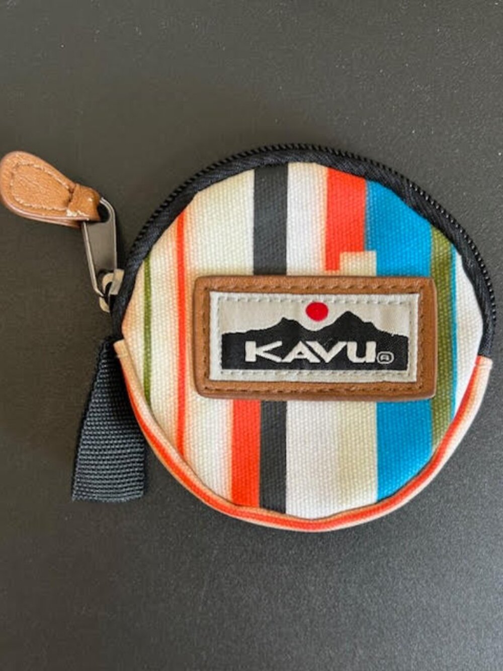 KAVU Round Coincidink Striped Coin Pouch